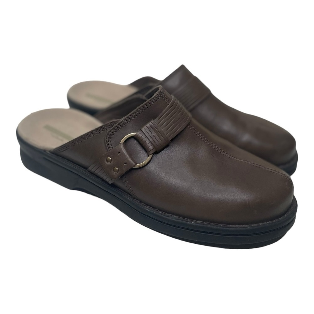 Clarks Collection Patty Lorene Women’s Brown Leather Slip On Mules